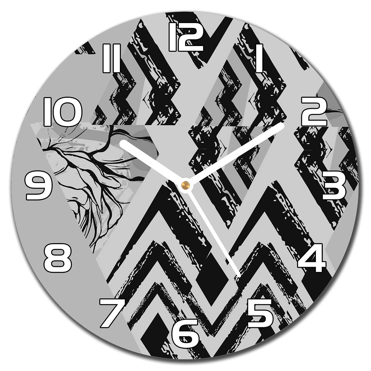 Horloge murale cuisine et salon avec motif de triangles géométriques colorés