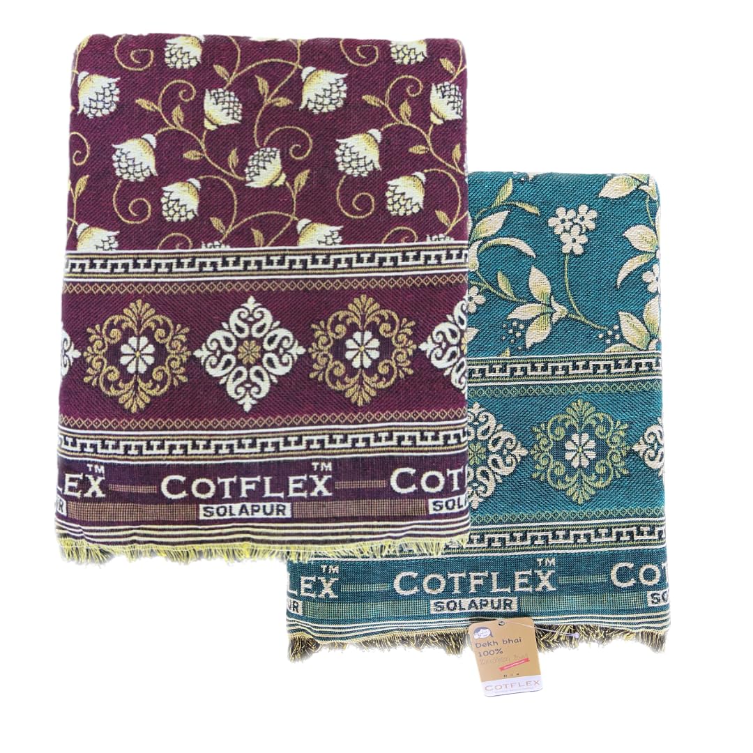 COTFLEX Original Solapur Chaddar Queen Bed Cotton Blanket, Pack of 2 (Blue and Maroon) (B0CBSF45VW) Amazon Price History, Amazon Price Tracker