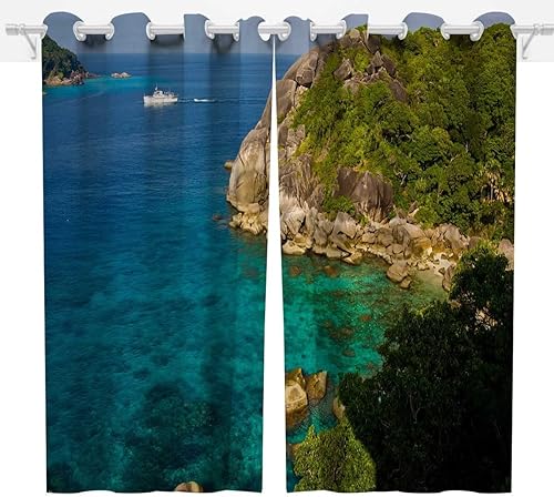 Miniatura 2 de Sea and Sky View Cortinas para Sala Elegantes Modernas 2 Panels Soundproof Curtains Thick Weight W 85 X H 108 Inches