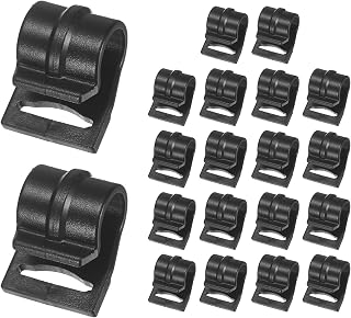 0.51IN Tent Pole Clips [20PCS] - C-Shaped Clamp Use for Camping & Awning Tent & Canopies Poles - [POM Plastic] Tent Pole Attachment Clips Webbing Strap Clamp