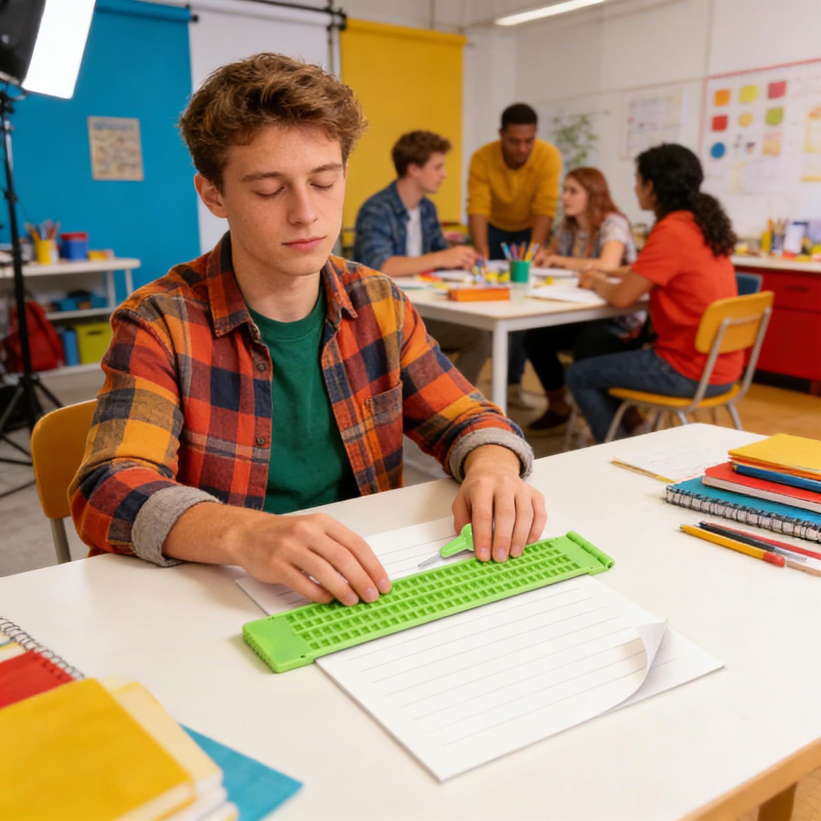 Herramientas De Escritura Braille Ayuda De Práctica Para Ciegos 4 Líneas 28 | Pizarra De Aprendizaje Braille Para Aprendices Niños Adolescentes Adultos Escuela Educación En El Hogar Centros