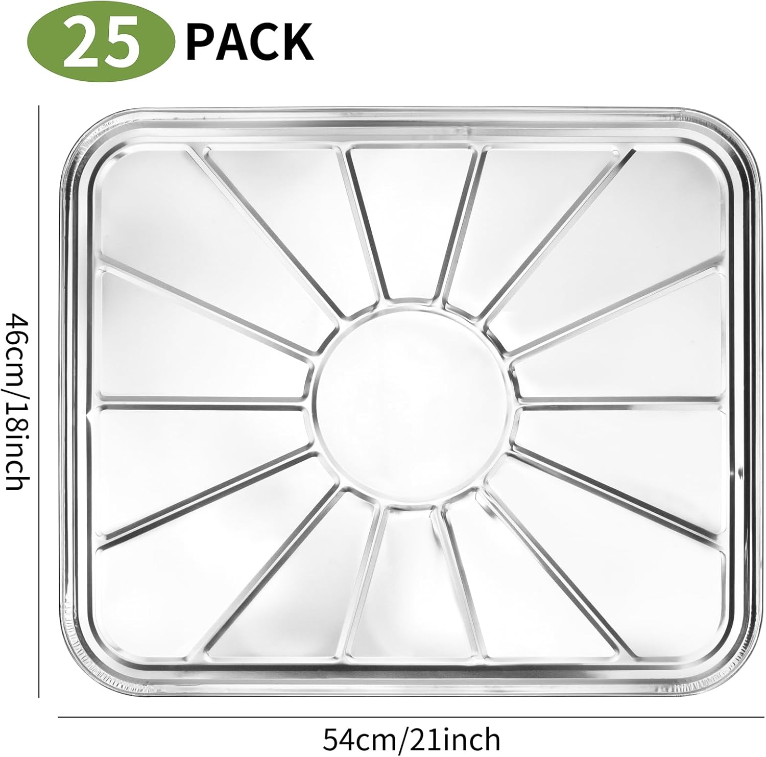 25 pack disposable foil oven liners, 21 x 18 inch aluminum foil liners for electric oven & gas oven, extra large oven drip pan tray for baking, roasting, grilling & cooking 21 x 18in
