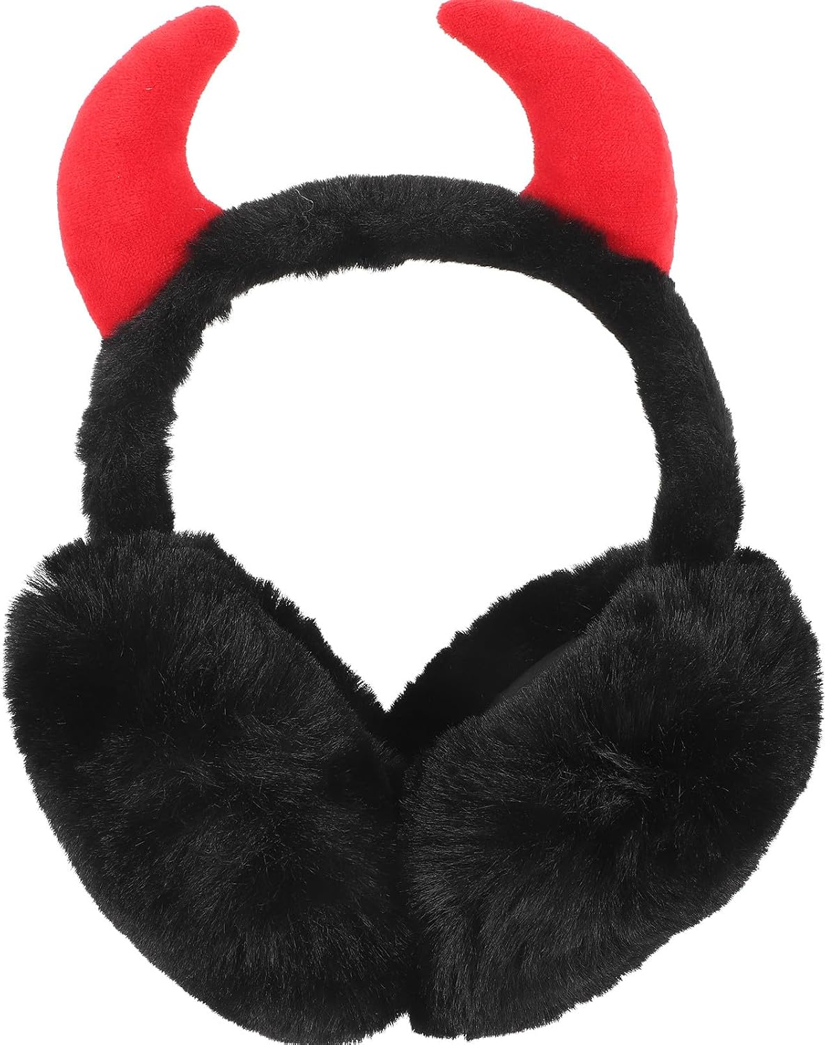 BESPORTBLE Foldable Winter Ear Warmers Earmuffs for Women and Men Black Adjustable Ear Muffs with Horn Design for Outdoor Cold Weather