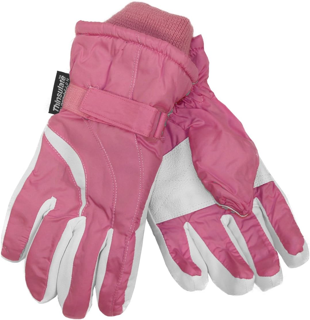 Girl's Thinsulate Lined Winter Gloves - Pink - 7-14