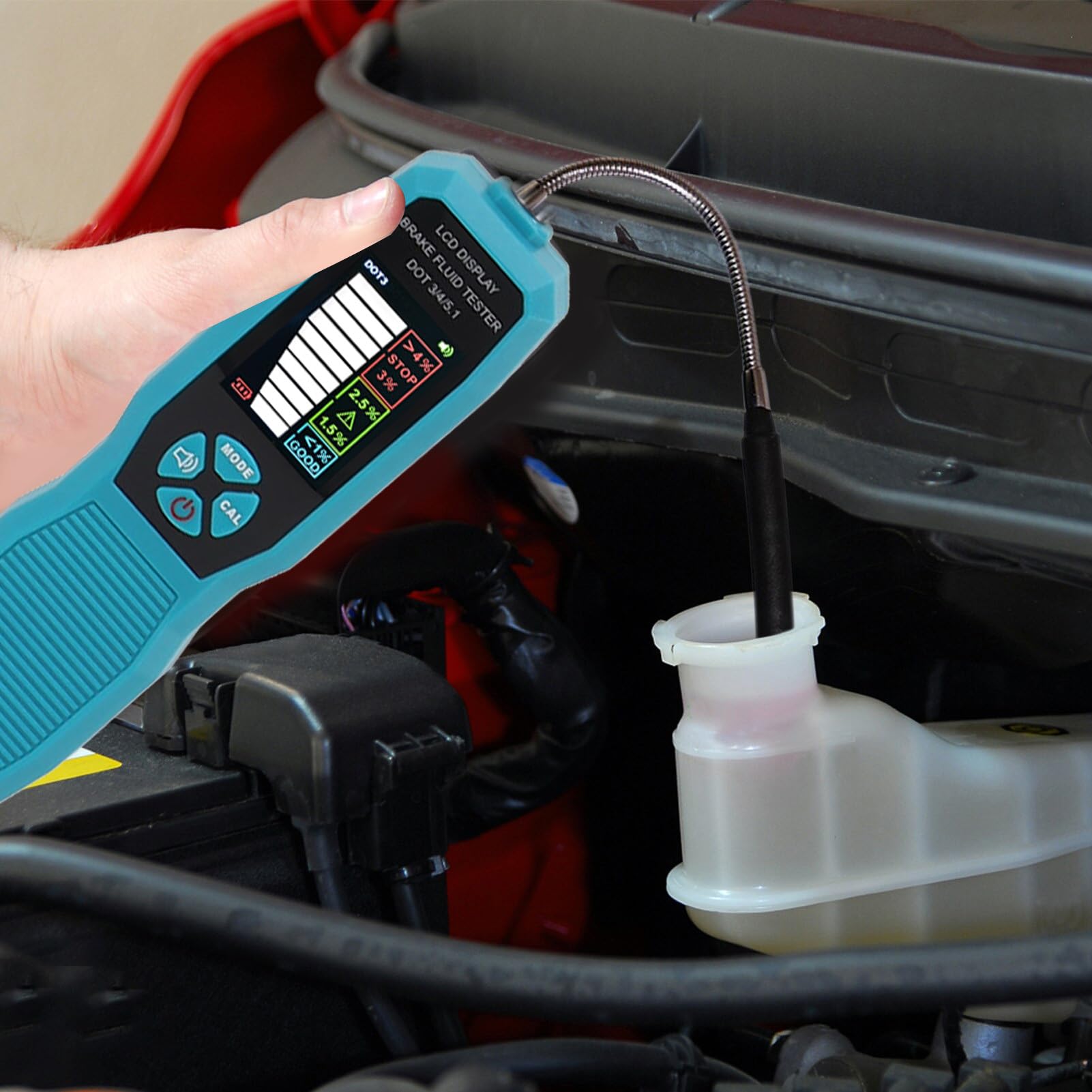 Tester per Liquido Freni con Schermo LCD & Allarme – Analizzatore per Olio Idraulico DOT3, DOT4, DOT5.1