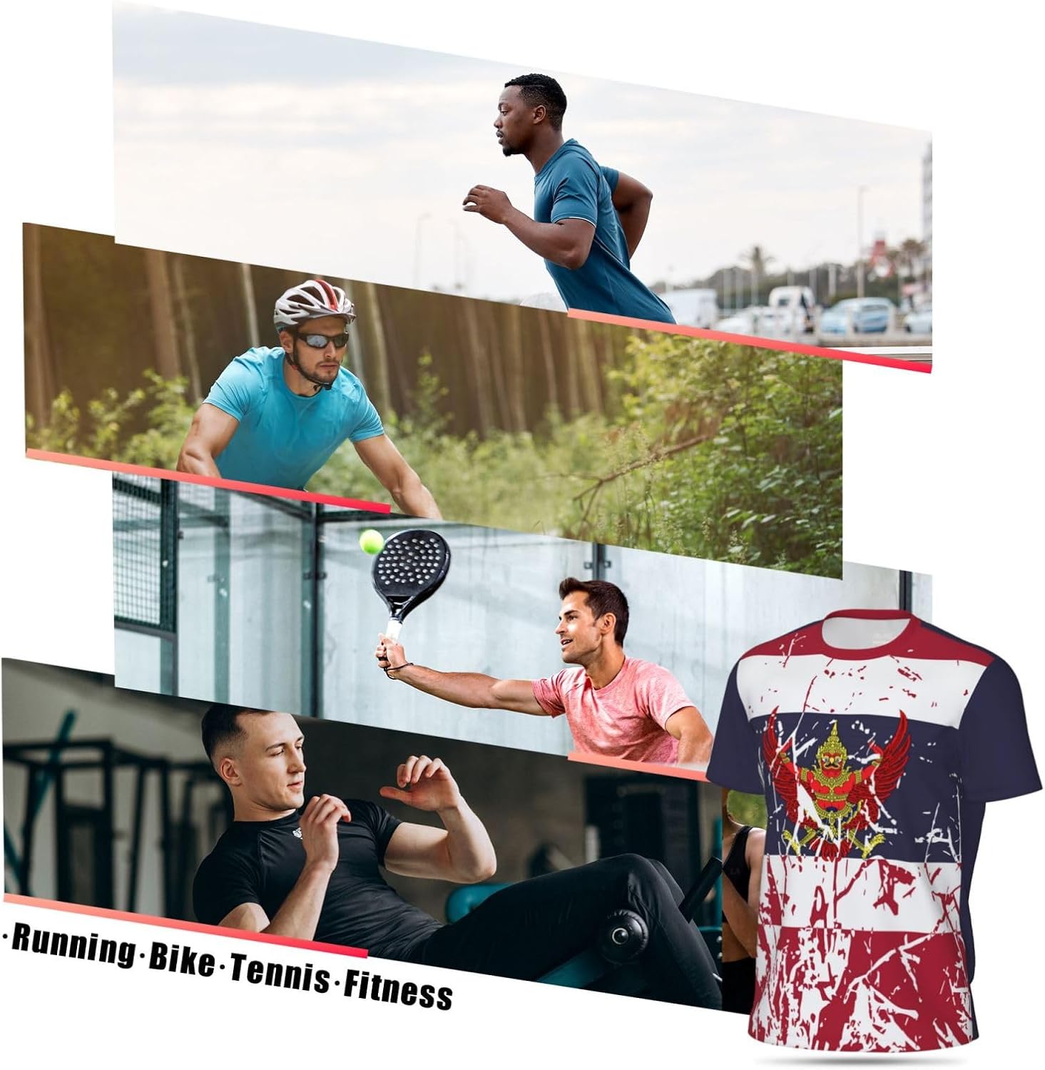 Thailand Flag Grain Team Mesh T-Shirt Jerseys for Running Cycling Soccer Fans Tennis Fitness Sports