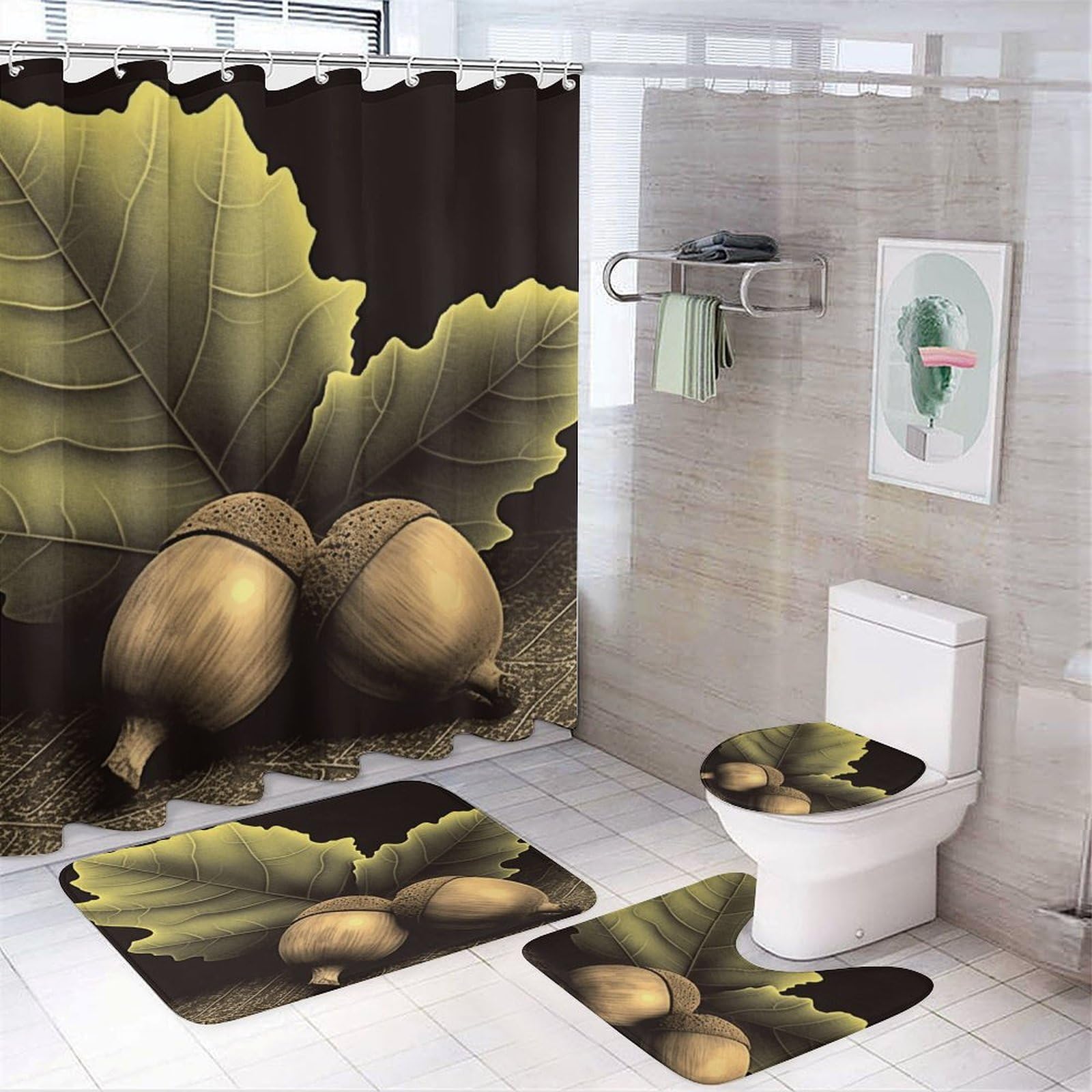 Ensemble de salle de bain avec deux glands imprimés et finitions premium