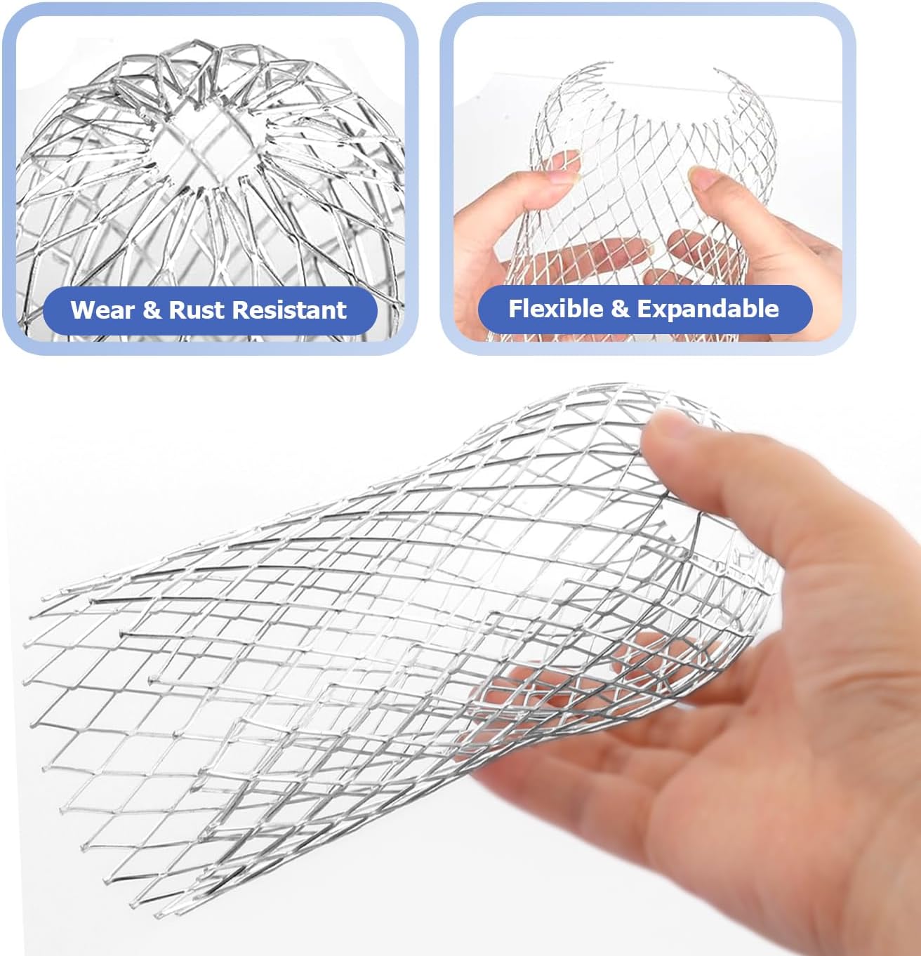 8 Packs Gutter Downspout Guards 3.5 Inch Aluminum Filter Strainer Down Pipe Filter Mesh Expandable Leaf Strainers Gutter Screen Covers Drain Pipes Protector for Preventing Leaves Debris Blockage