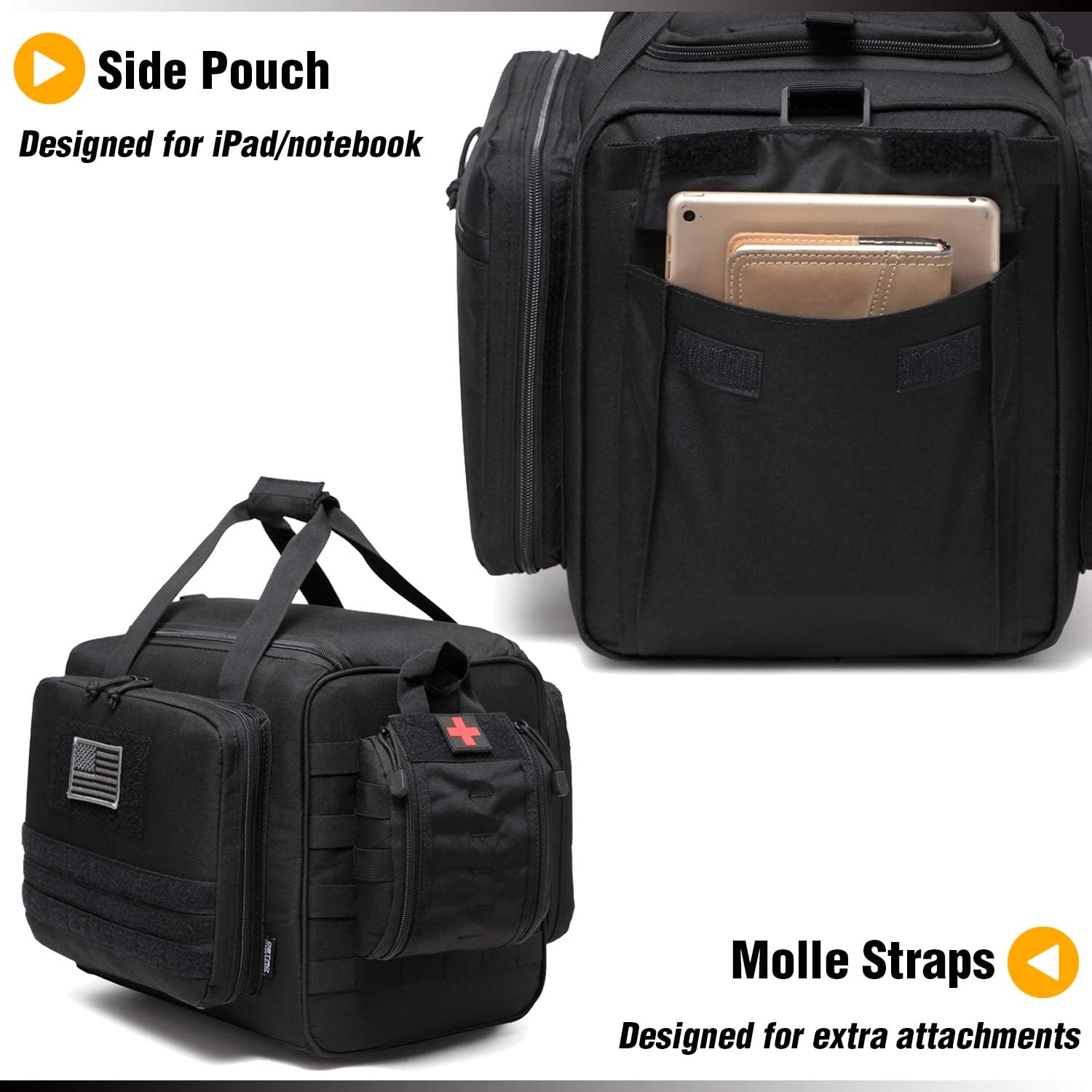 Gun Case Bag Large | Tactical 4+ Pistol Bag Firearm Shooting Case with Lockable Zippers for Shooting Range Outdoor Hunting | 2x Removable Dividers Included