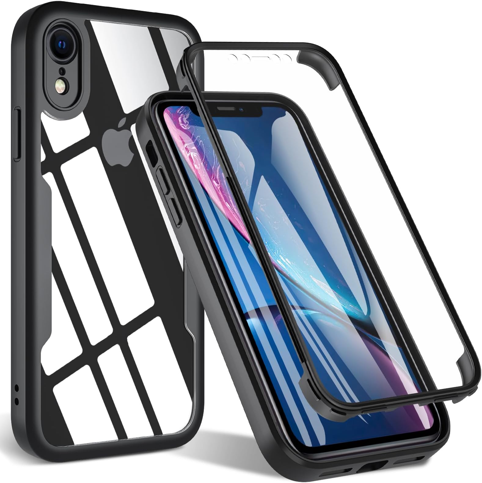 Custodia Per IPHONE XR 6.1  Lusso Anti-urto Pelle Robusta Gomma Paraurti Cover