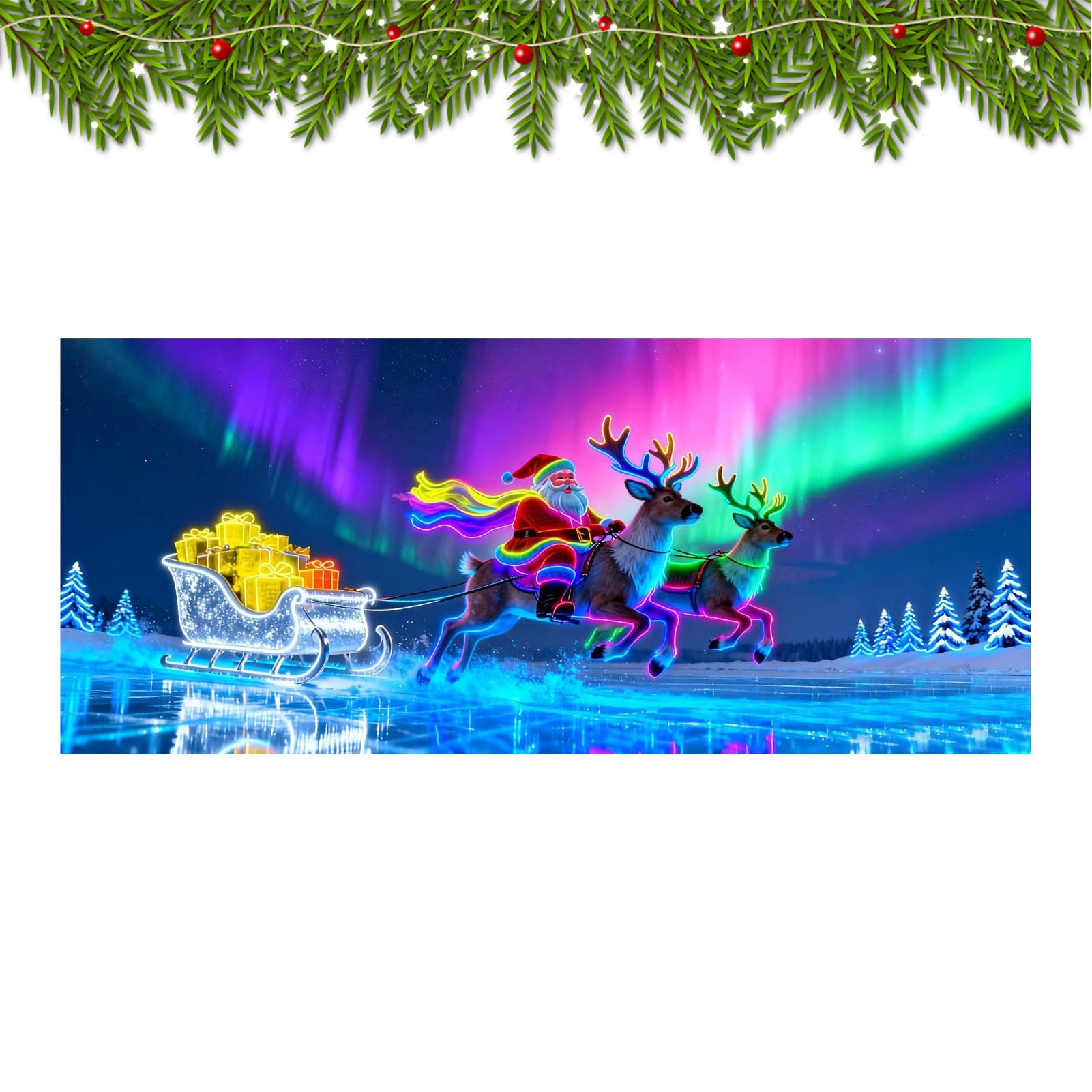 Couverture de porte de garage de Noël pour masquer une façade terne sans installation électrique