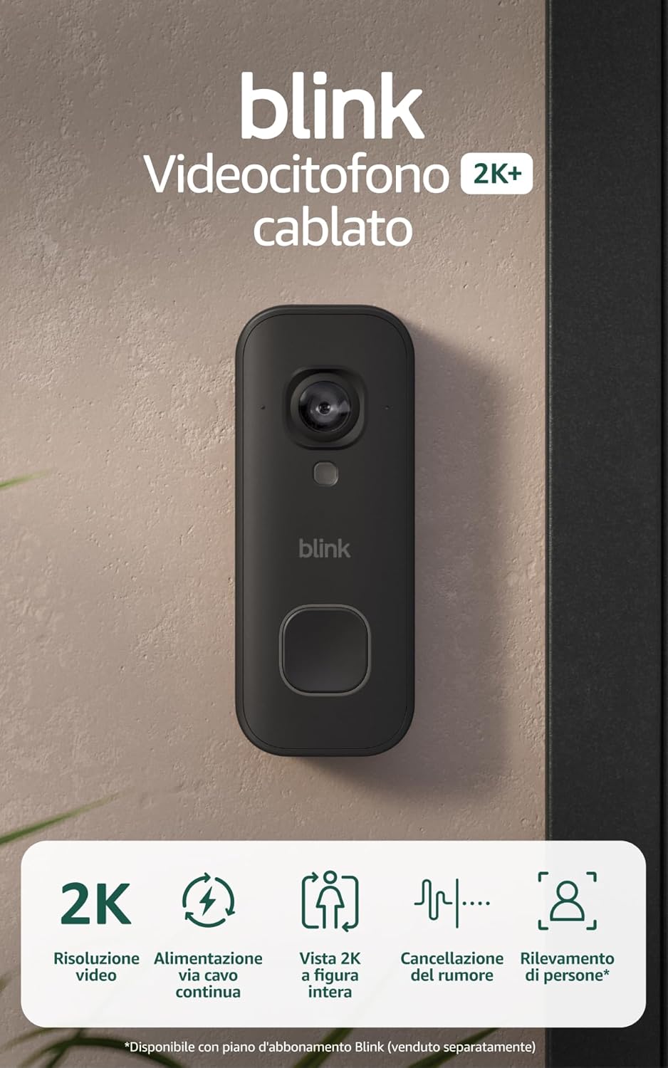 Blink Videocitofono cablato 2K+ (ultimo modello) | Videocitofono con video 2K a 