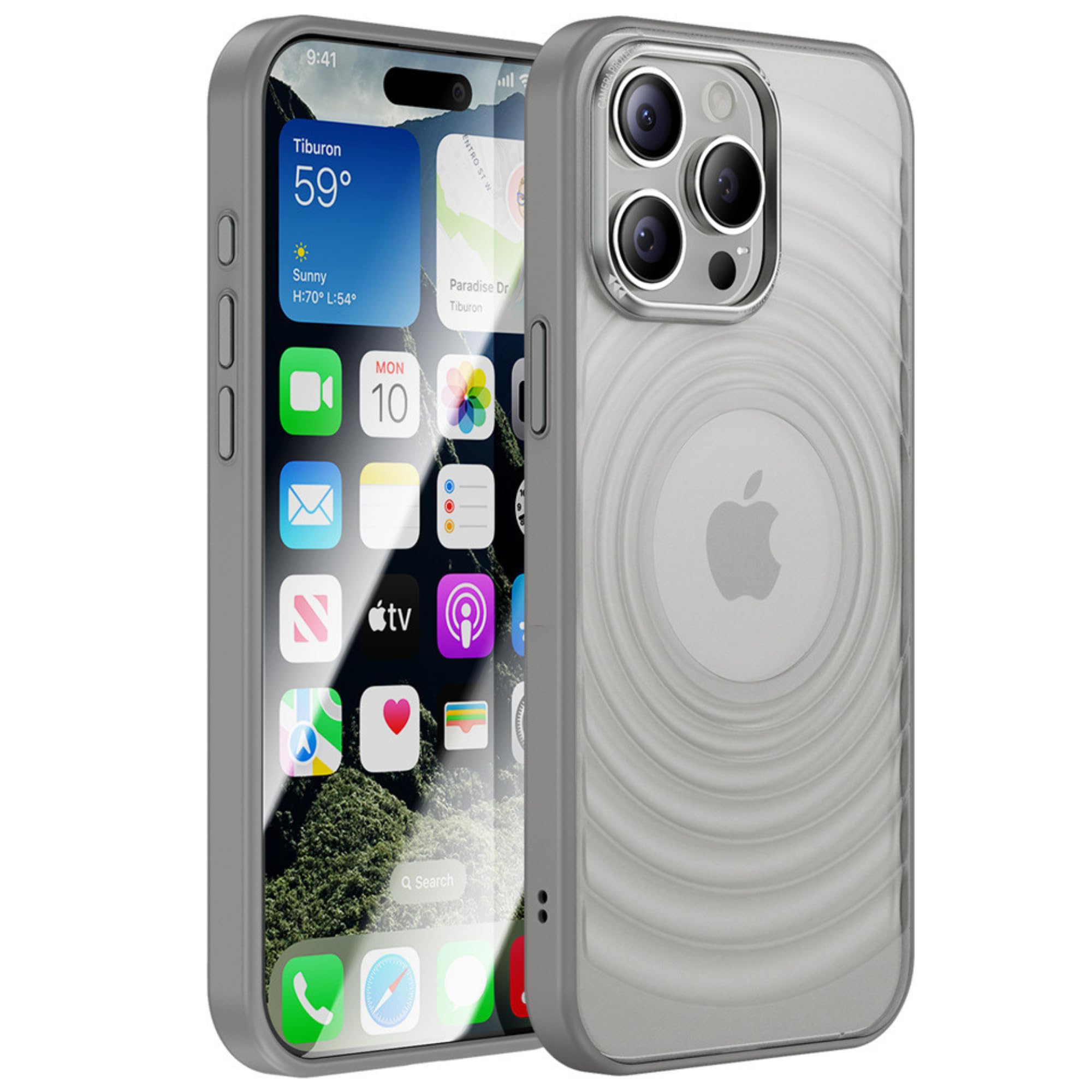 VUITTOXDesigned for iPhone 15 Pro Max, Compatible with MagSafe, Hard PC Slim Protective Translucent Matte Non-Slip, Soft, Silky Touch Full-Body Grade Protection Phone Case. (Gray)