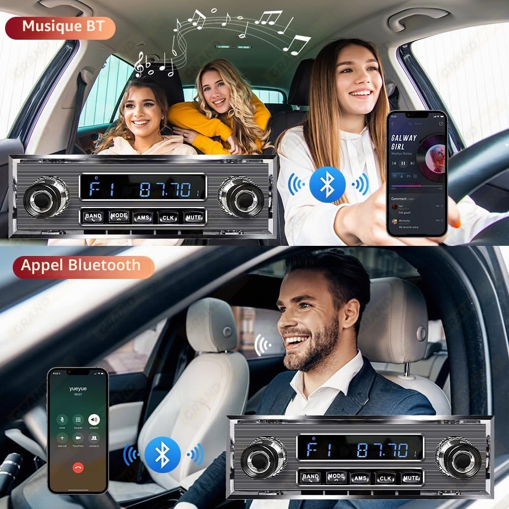Autoradio 1 DIN, Lecteur MP3, stéréo Classique, rétro, Compatible FM, AUX, EQ, entrée USB, Bluetooth intégré au Tableau de Bord for Benz