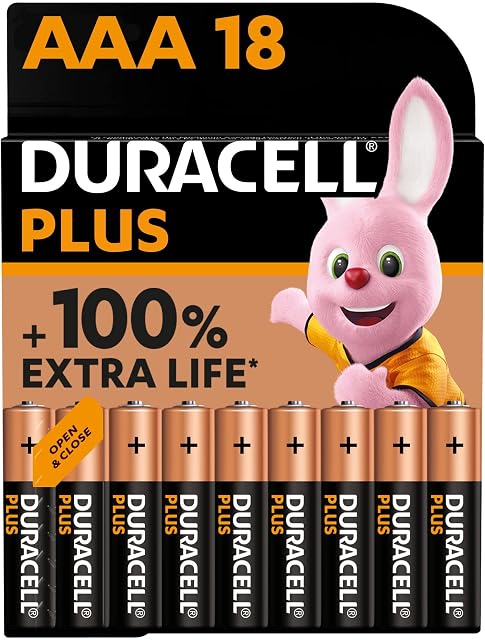 Duracell Plus AAA Alkaline Batteries [Pack of 18], 1.5V LR03 MN2400 [Amazon exclusive]