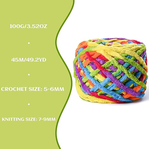 Vista 101 de Paquete de 3 hilos gruesos de felpilla de felpa de 3.53 onzas (49.2 yardas), hilo de terciopelo esponjoso para tejer y hacer ganchillo, hilos de 3