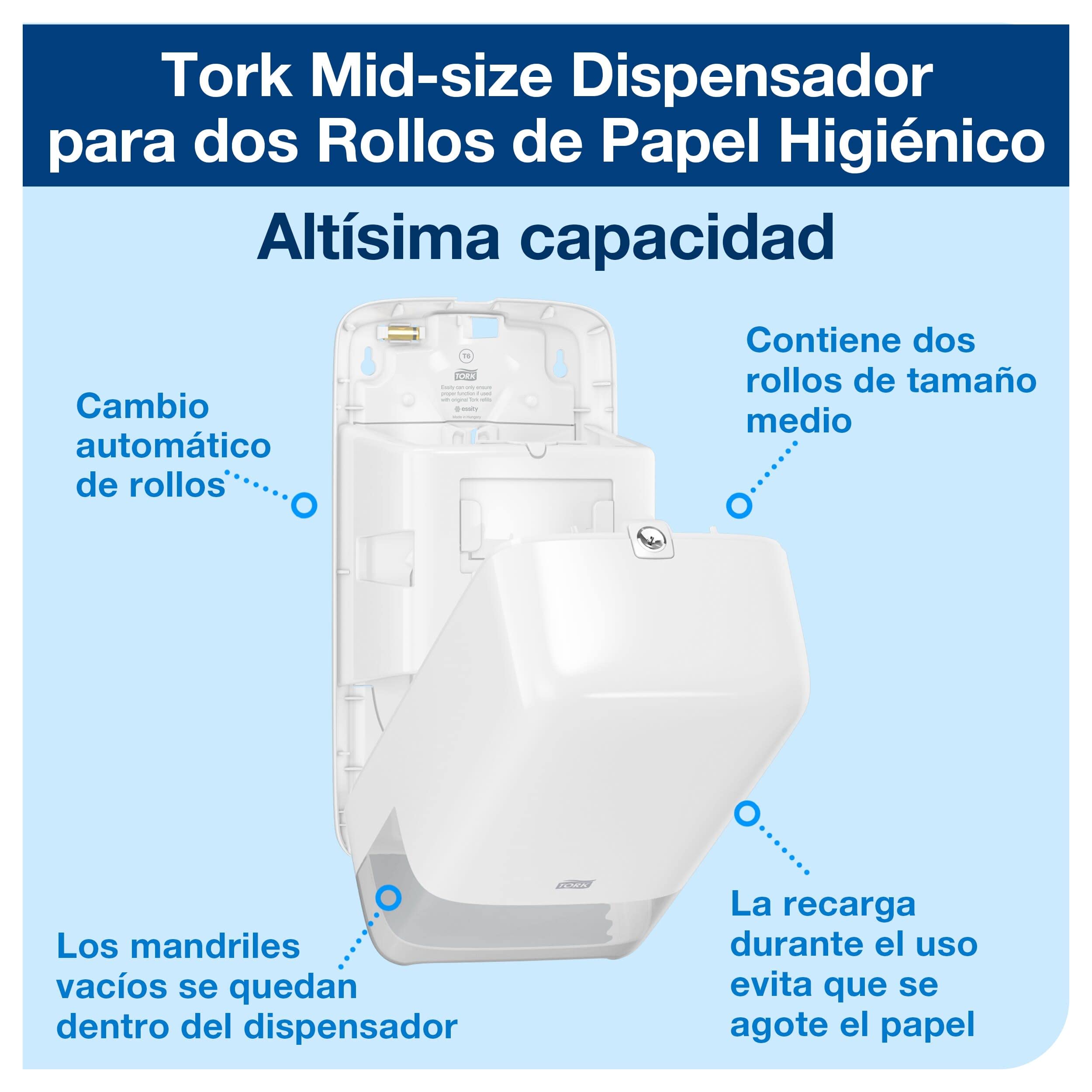 Tork 557500 Elevation Sistema T6 Dispensador de doble rollo de papel higiénico Blanco