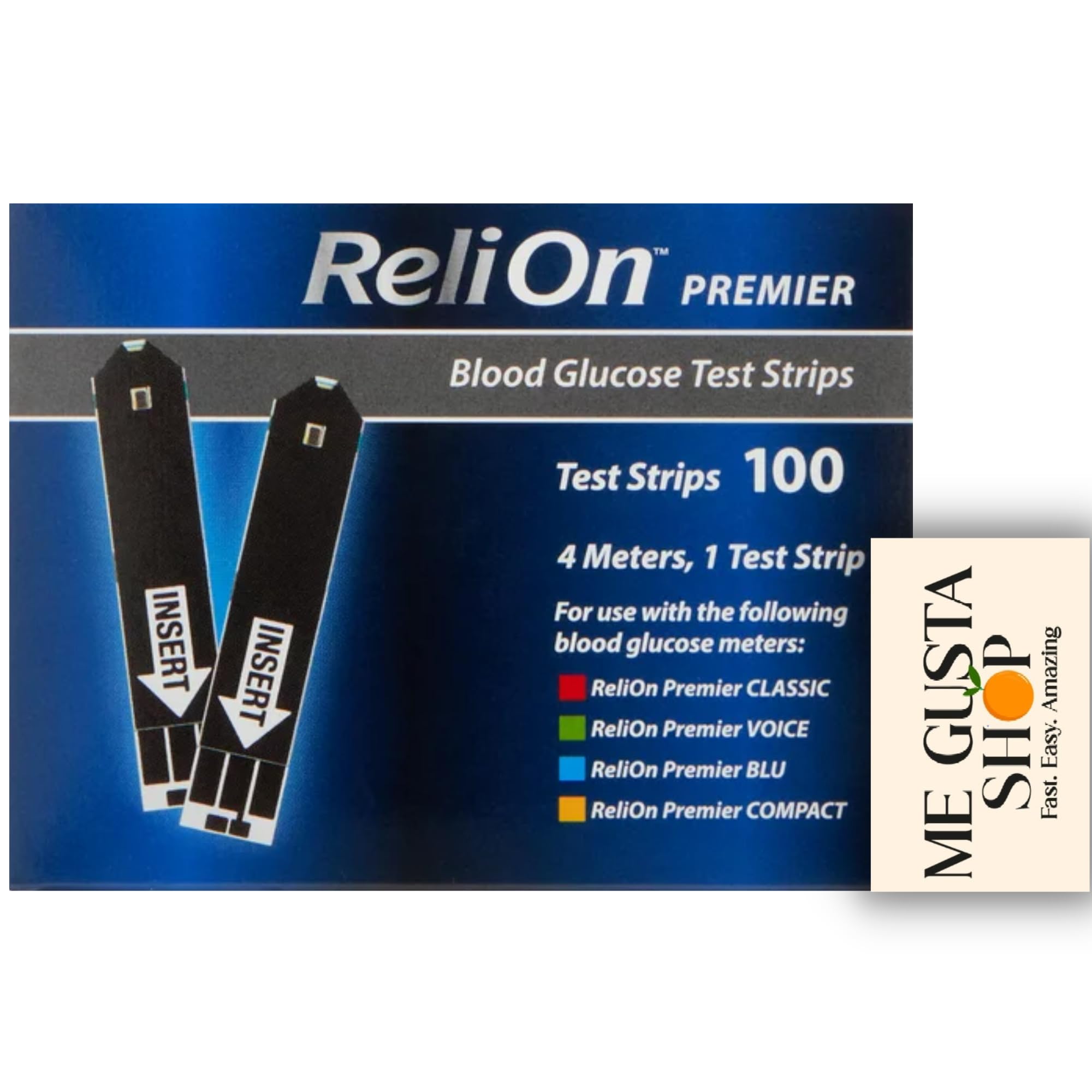 ReliOn Premier Blood Glucose Test Strips, 100 Count + me Gusta Sticker