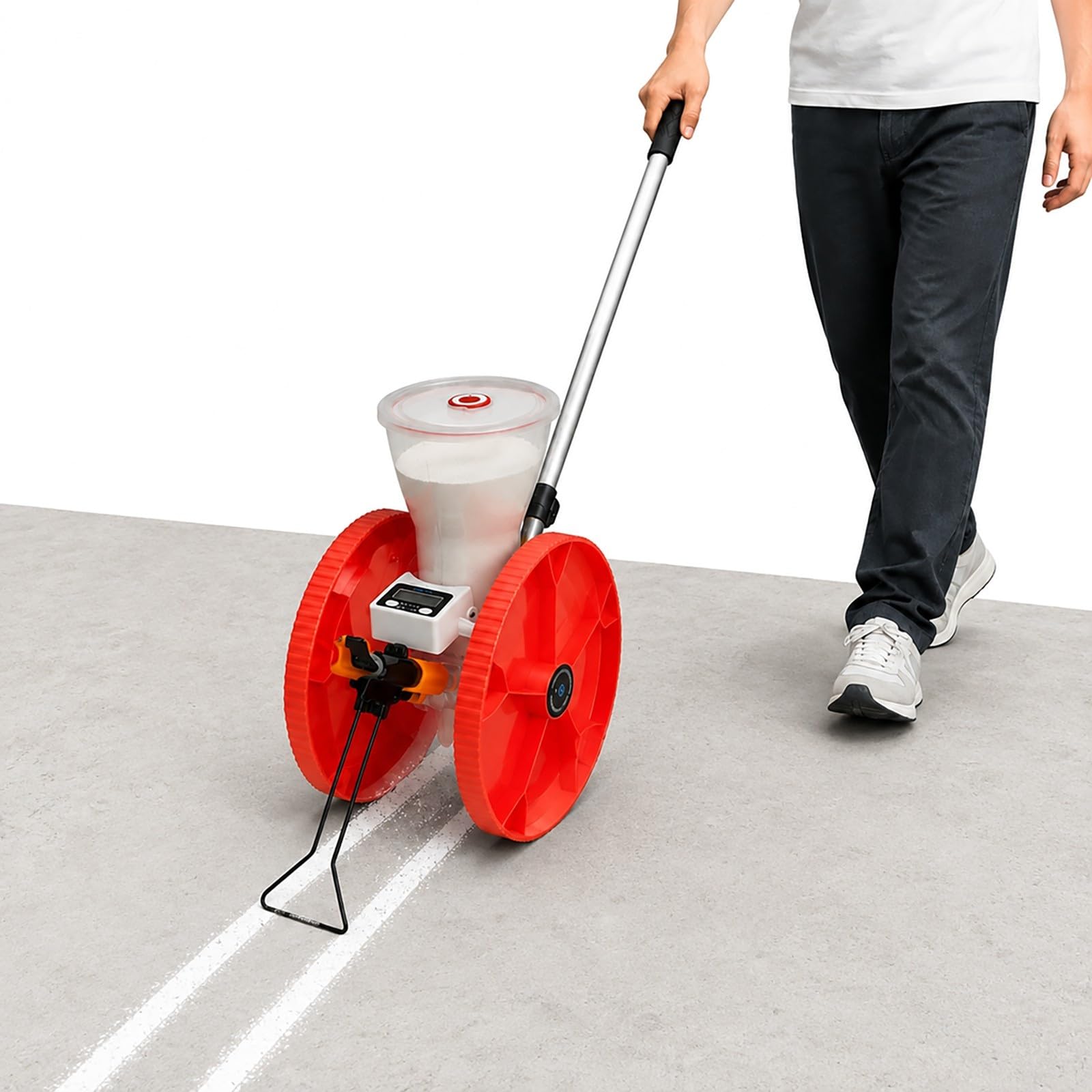 Tracciatore di linee, macchina spinta manuale per marcatura a polvere