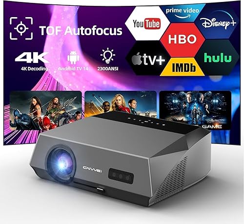 Proyector LED inteligente 4K, luz diurna HDR WiFi 6, Bluetooth Dolby Audio, 2300ANSI Proyector de juegos de películas diurnas 4K Ultra HD para cine
