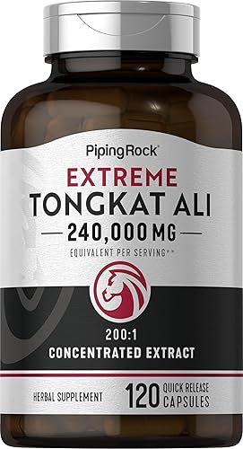 Piping Rock Tongkat Ali para hombres | 1200 mg | 120 cápsulas | Extracto de raíz de Longjack | Suplemento de hierbas | Sin OMG, sin gluten