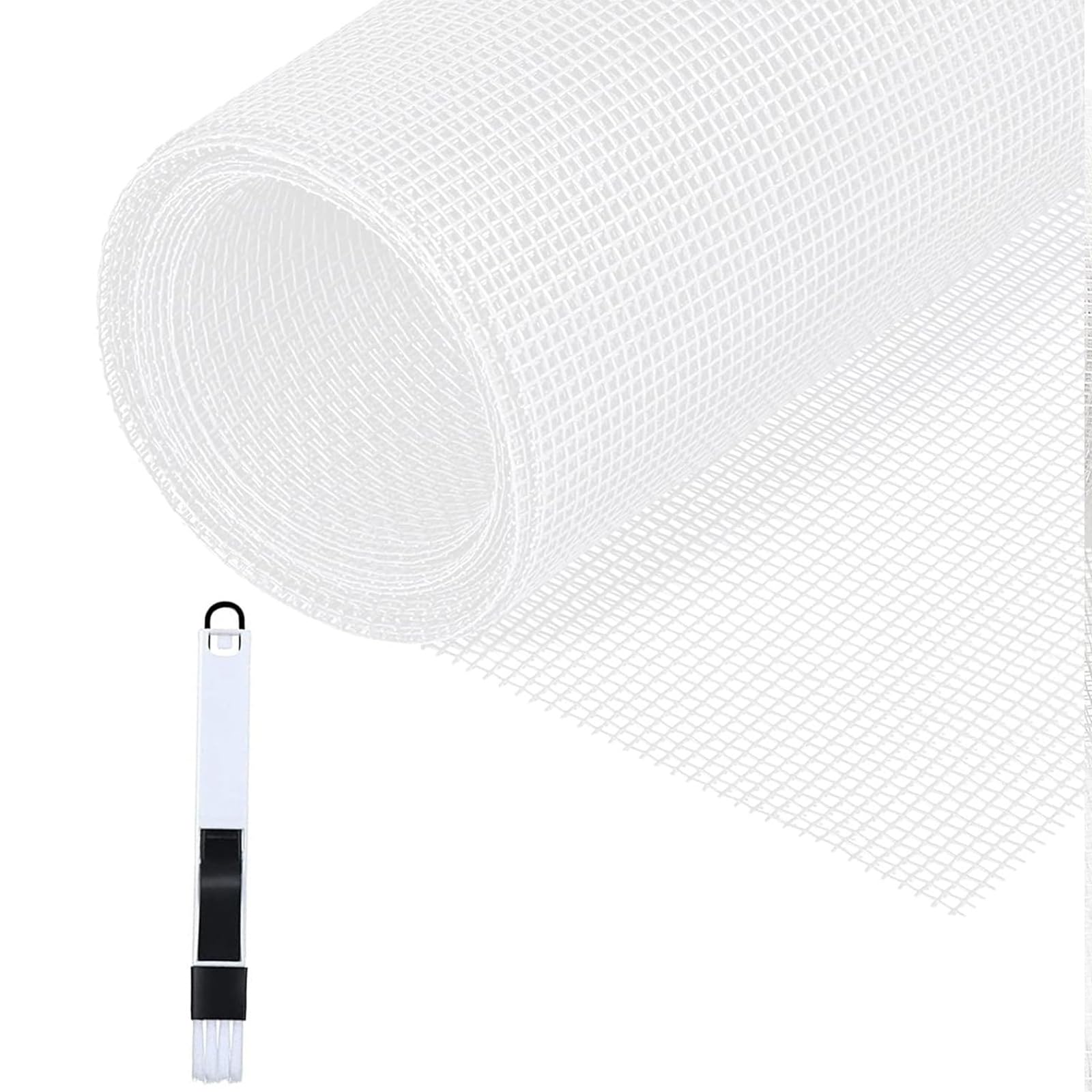 Moustiquaire de fenêtre 150x300cm fibre de verre bricolable avec brosse de nettoyage Blanc