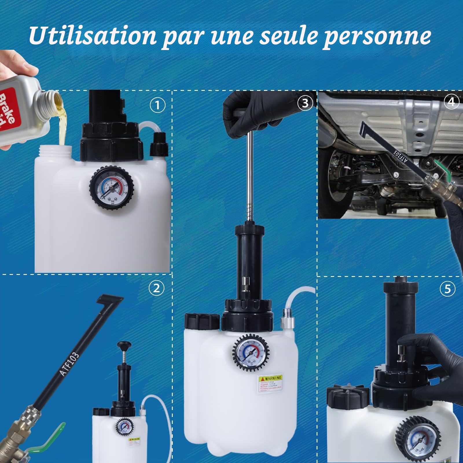 3L Pompe à Liquide de Transmission avec 12 adaptateurs ATF pour vidange et remplissage Compatible avec Ford, VW, Audi, BMW, Porsche, Skoda, Nissan, Honda, etc.