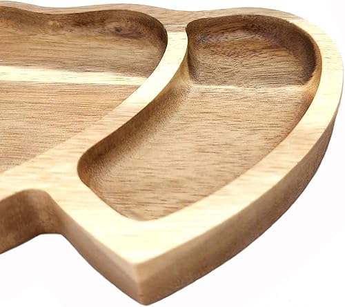 Miniatura 8 de Bandeja romántica de madera de acacia con forma de corazón, bandeja para servir aperitivos, pasteles, frutas, frutos secos, aperitivo, 8.25 x 6.75