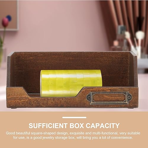 Miniatura 5 de Art Supplies s s 2pcs Caja de almacenamiento de madera Washi Dispensador de cinta de rollo Organizador de cinta de escritorio Almacenamiento de