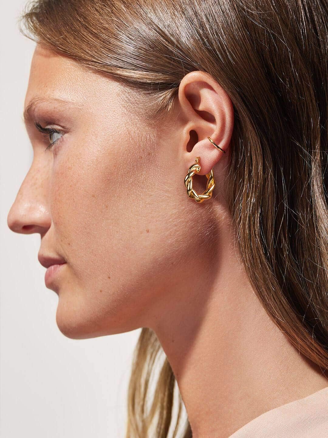 NOKMIT Twisted Hoop Earrings for Women 18K Gold Plated Open Thick Rope Round Chunky Hoops Lightweight High Polished Gold Hoop Earrings Gifts - Image 4