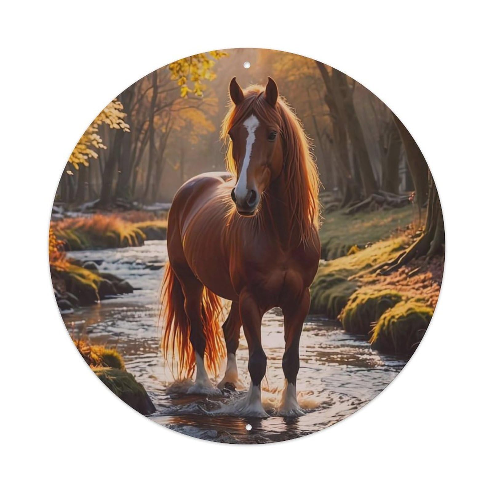 Animal Horses in The River Metal Tin Sign