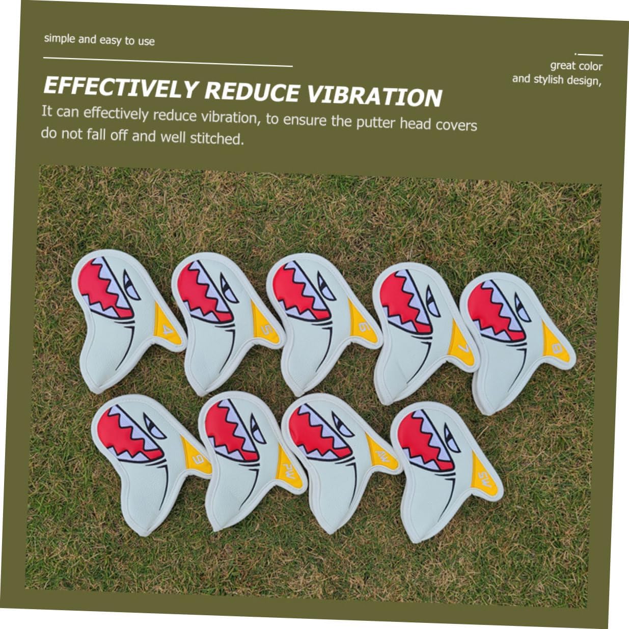 UPKOCH 9pcs White Golf Club Covers Set Professional Iron Covers Driver and Putter Accessory Golf Iron Headcover for Outdoor Play