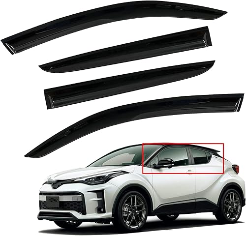 Miniatura 1 de 4 viseras laterales para ventana lateral, deflectores de protección contra la lluvia, estilo Mugen 3D, ondulado, negro, tintado, repuesto para C-HR