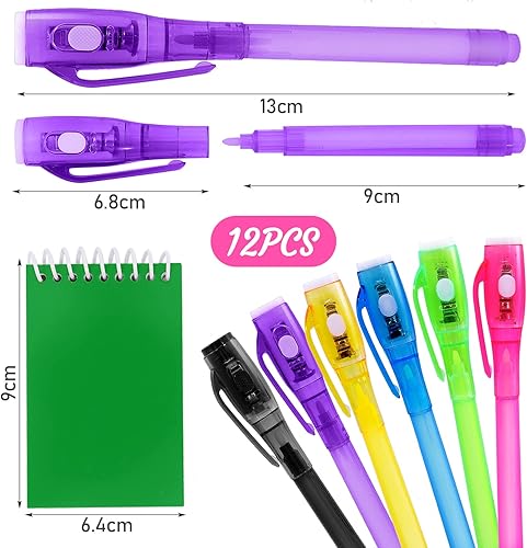 Miniatura 2 de 12 bolígrafos de tinta invisible y mini cuaderno, bolígrafo espía con luz UV para niños, bolígrafos de tinta que desaparecen para escribir mensajes