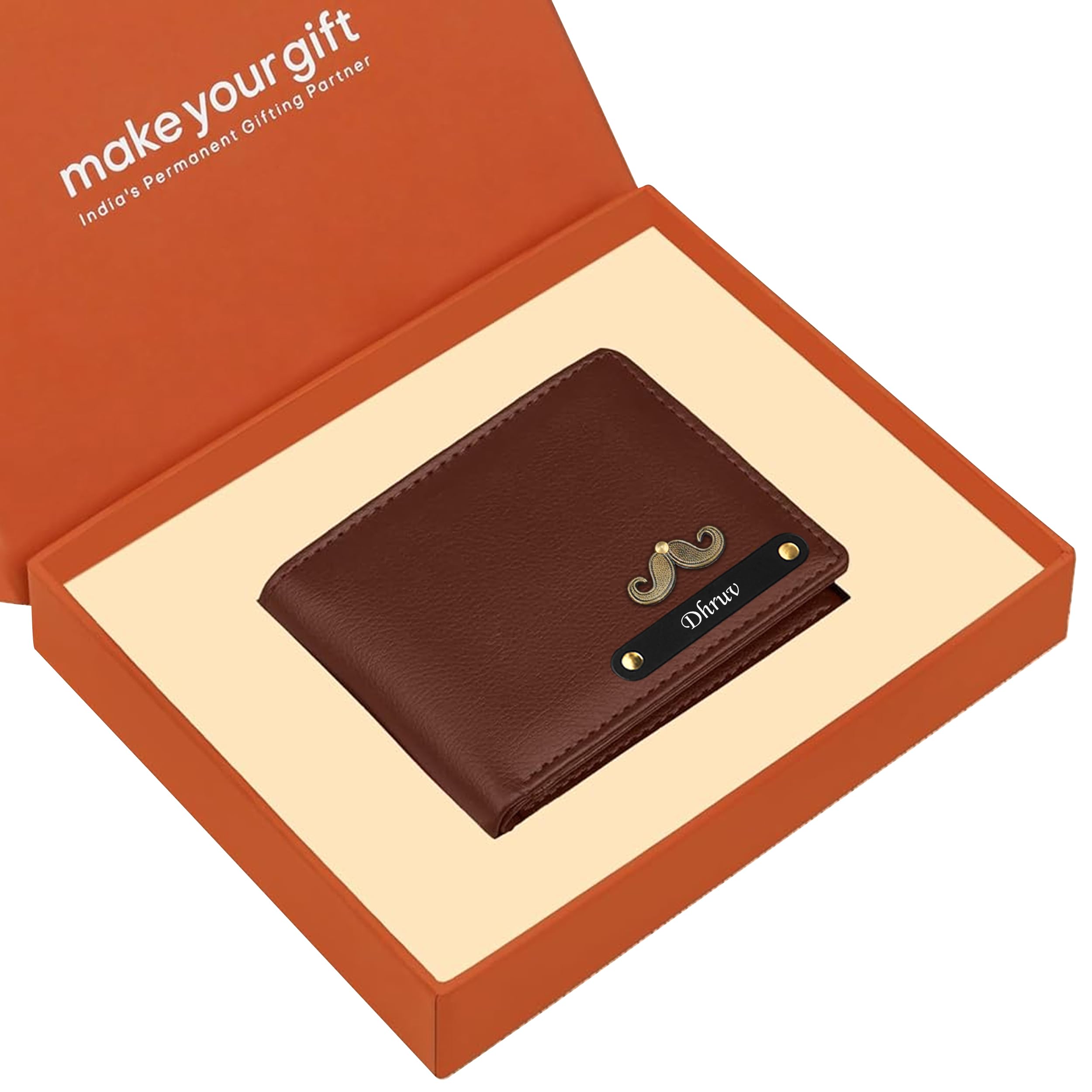 makeyourgift Personalized Urban Stitch Vegan Leather Wallet for Men | Slim Bifold Wallet for Men Multiple Card Slots, ID Window & Cash Compartment | Stylish Everyday Wallet (Brown)-picture-16