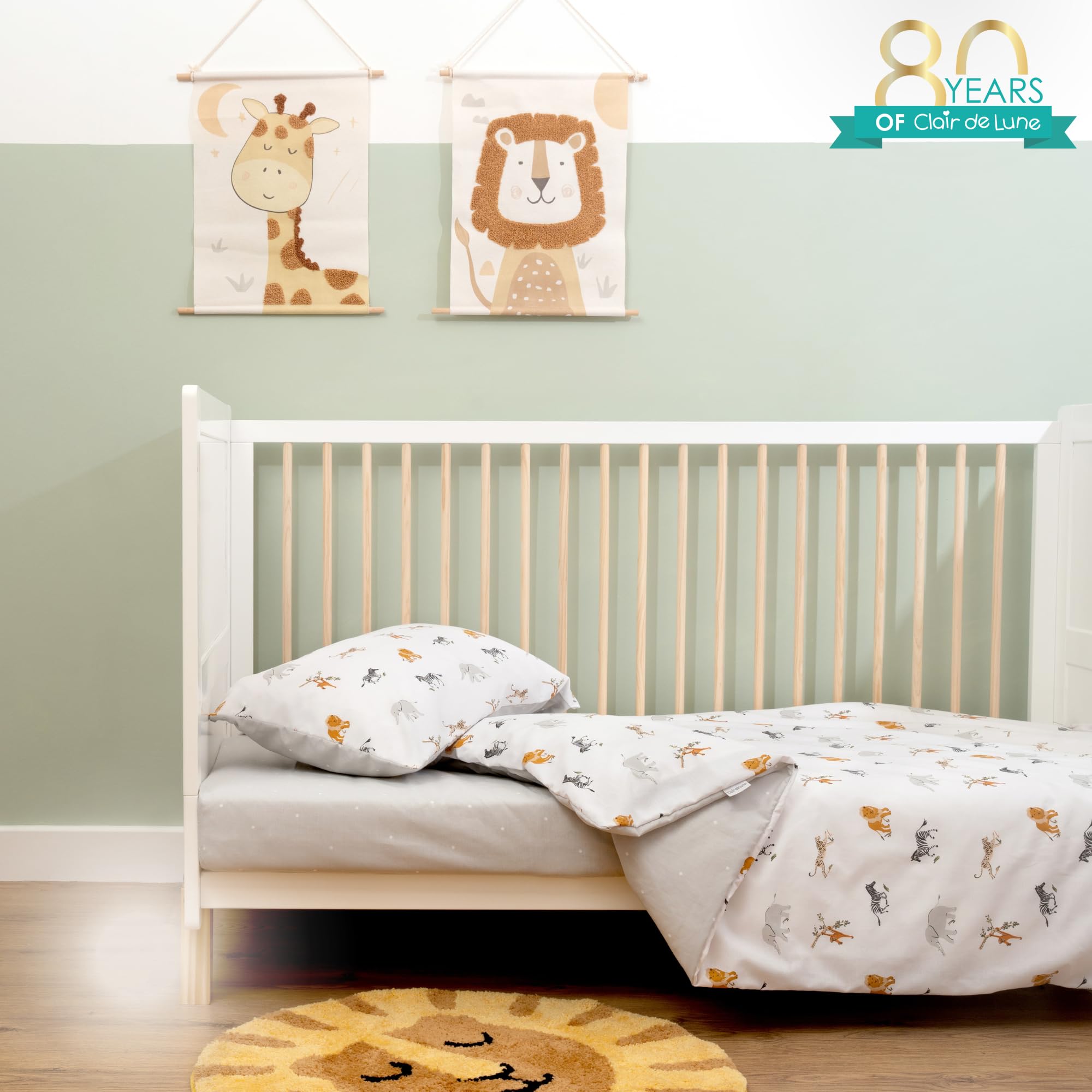 Clair de Lune Parure de lit en Polycoton Blanc/Gris 110 x 140 cm