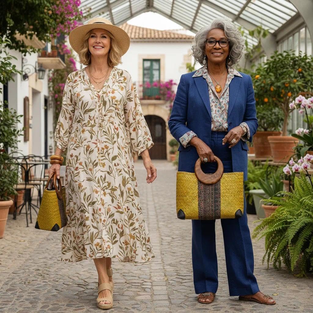 Women Summer Retro Straw Bag with Printing Pattern Hand-woven Beach Handbag Top Round Handle Boho Tote Bag Shopping Travel Large Bag (Yellow 2)