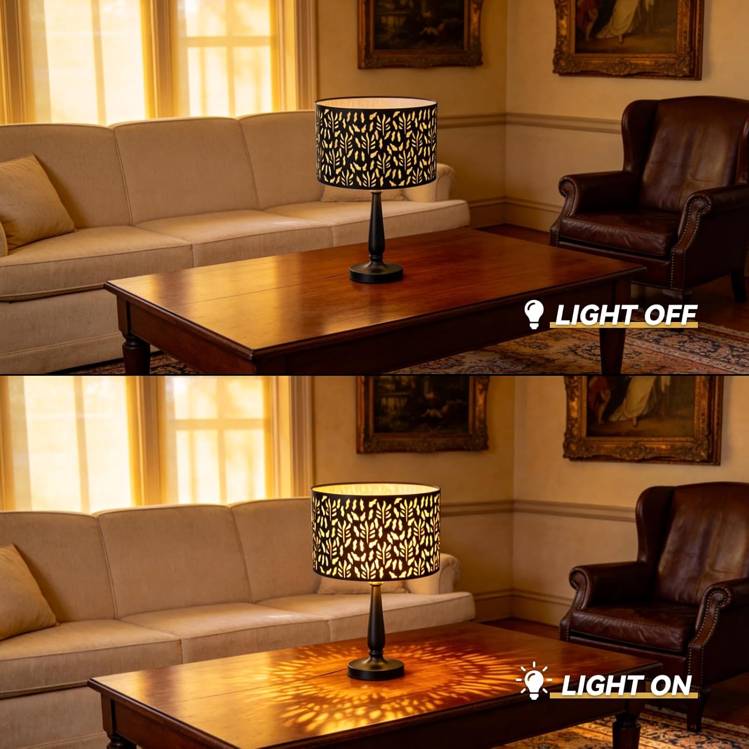 E27 E14 Metal Drum Lampshade Decorative Lamp Shade Carved Hollow Design Drum Lamp Cover Iron Art Light Shade for Floor Lamps Desk Lamps Chandeliers (Black)