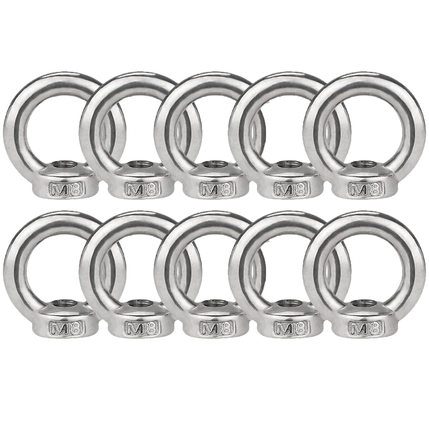 Tuercas anulares Tuercas anulares de acero inoxidable Tuercas anulares de acero inoxidable para montaje en cuerda Accesorios de elevación Pulido de superficies Plata 10 unidades (M8)