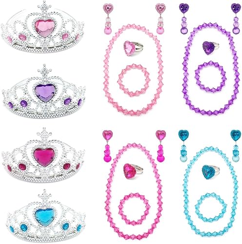Elesa Miracle Conjunto de juego de juguete para niña, tiaras, collar, pulsera, clip, aretes