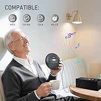 Vista 6 de HOTT C204 Basic Portable CD Player with Anti-Skip Protection - AA Battery Powered, Compact CD Players MP3/CD-R Compatible, Built-in Headphones & AUX