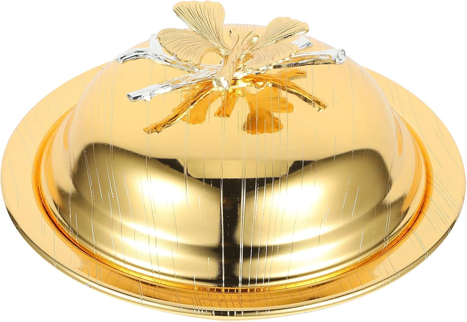 SECFOU Metal Butter Keeper with Lid 6.5-inch round Metal Butter Dish and Storage Container for Kitchen and Dining