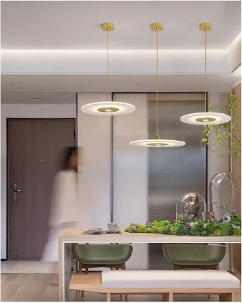 Minimalist Creative Chandelier Restaurant Modern and Minimalist Living Room Study Room Bedroom Round Table LED Pendant Light,Modern Lighting 1Gold,40cm