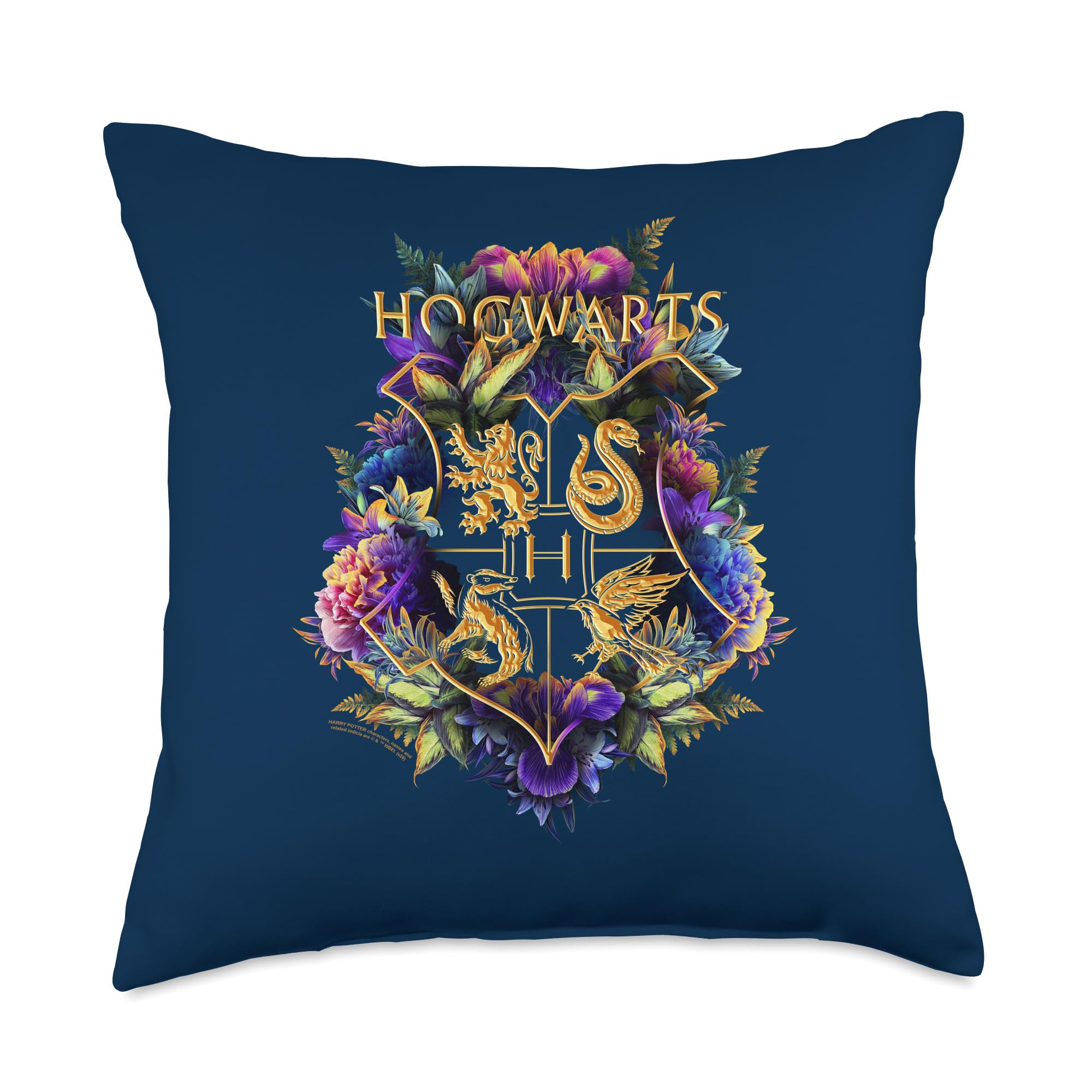 Harry PotterHogwarts Multi-Colored Floral Crest Throw Pillow
