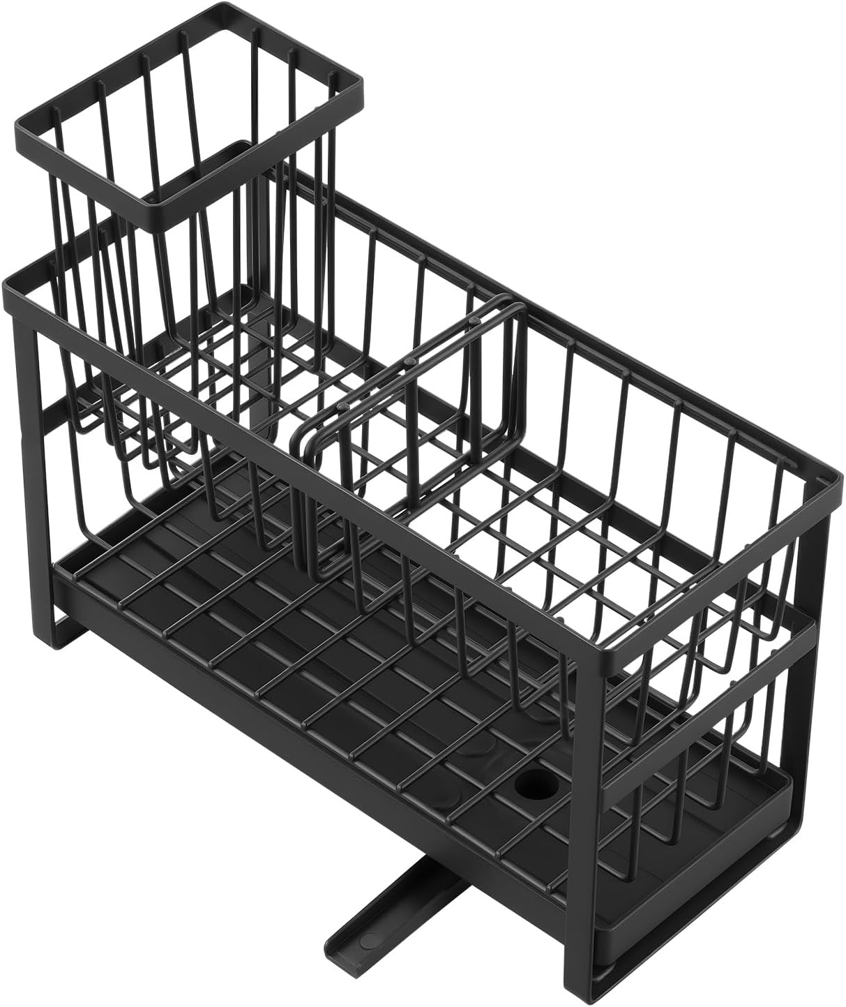 VEVOR Kitchen Sink Caddy Organizer, 2 Tier Sponge Holder for Kitchen Sink with High Brush Holder & Divider, Storage Rack with Rotatable Drainage Spout, Countertop Organizers and Storage Essentials