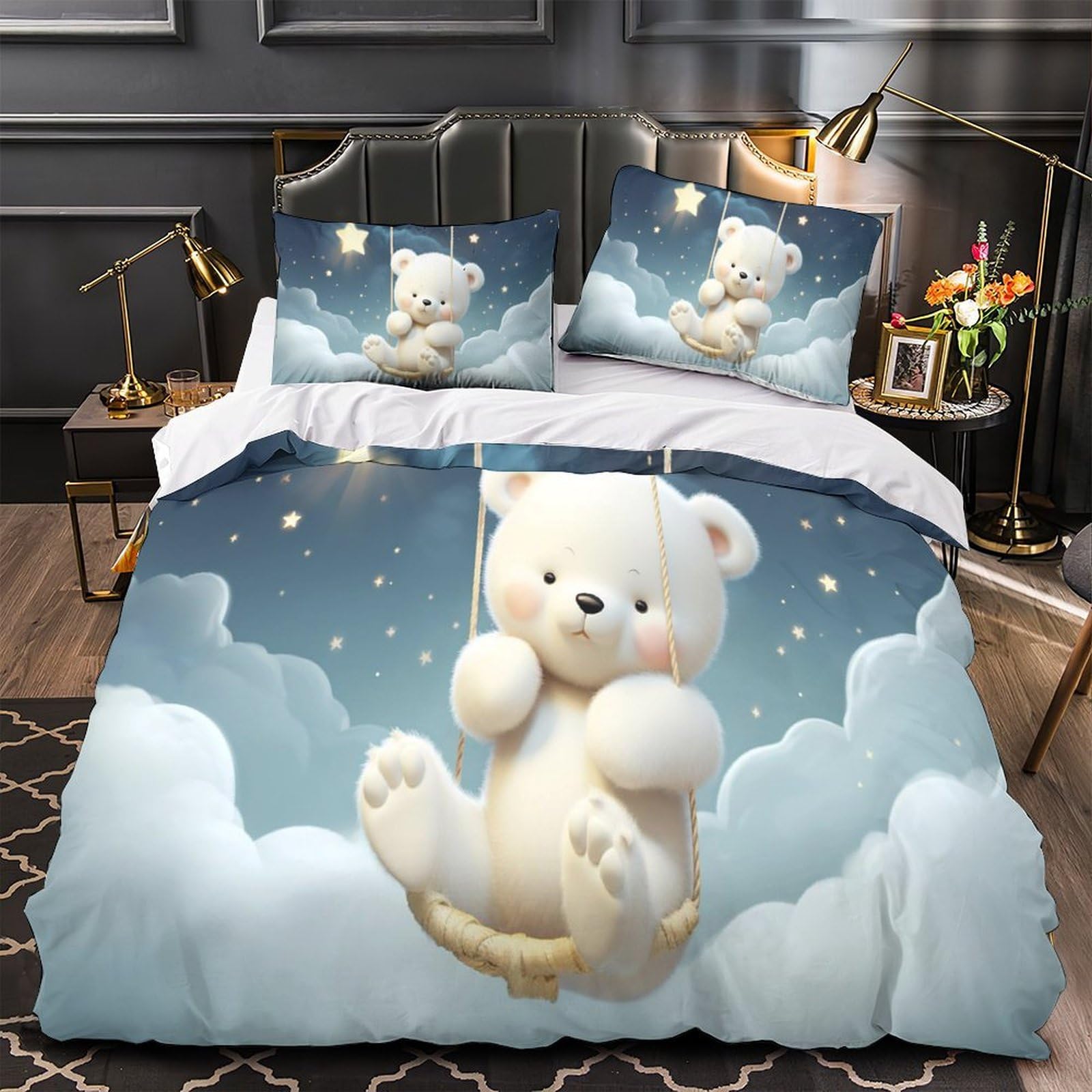 Housse de couette 260x220cm imprimée 3D chien pour une chambre d'enfant confortable et ludique