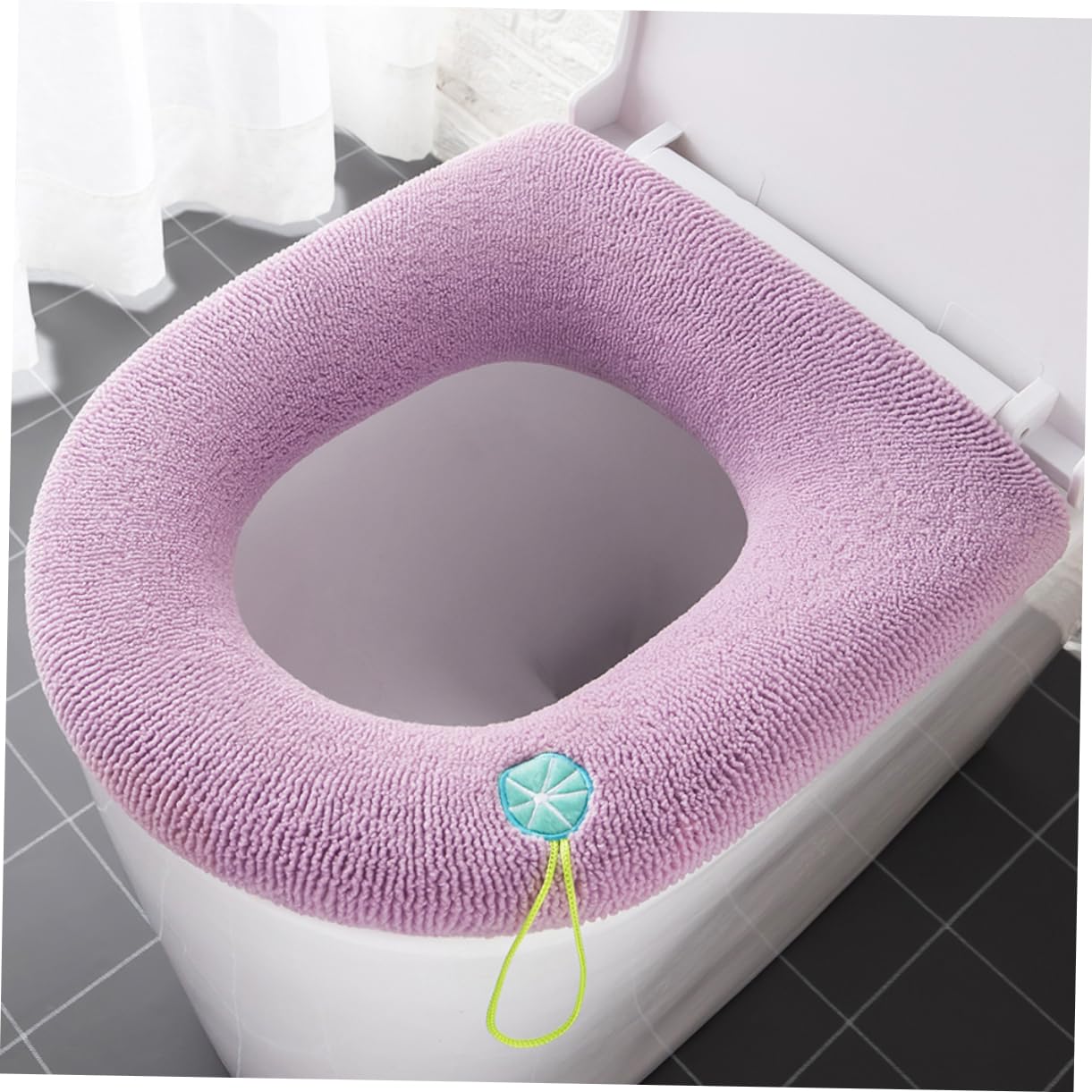 Unomor 4 Seasons Universal Toilet Seat Cover Warm Thick Removable Washable Padded Mat Easy to Carry Loop