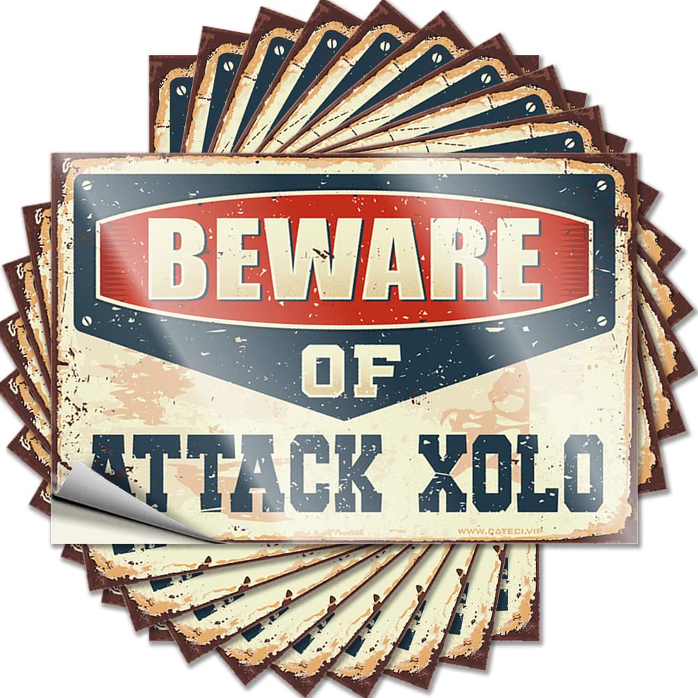 Funny Sticker Beware of Attack Xolo Funny Sticker 10 Pcs Car Stickers Decal Stickers for Cars(12X18CM)