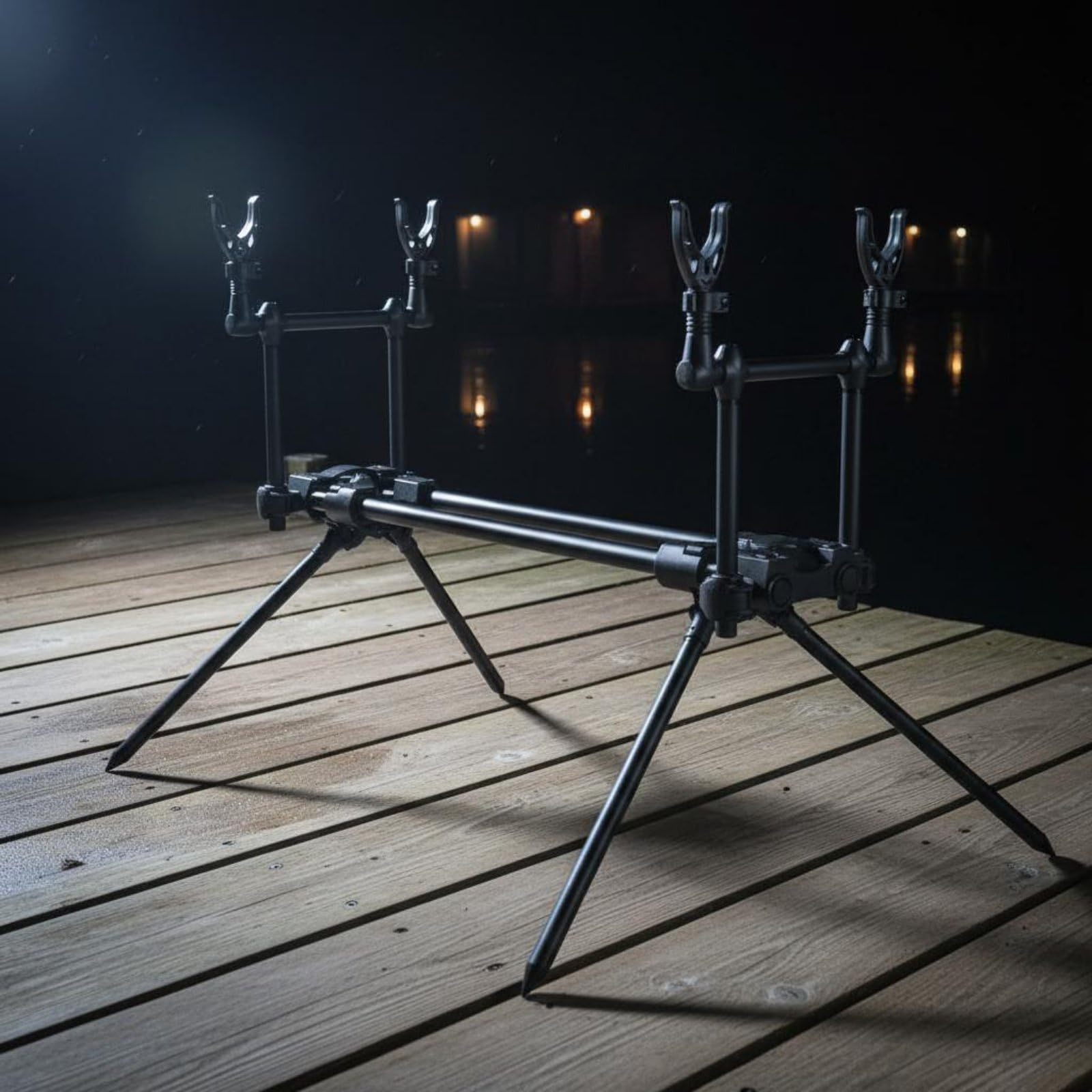 Soporte de Caña de Pescar con Base Triangular Estable Porta Cañas Trípode Bastidor de Aleación de Aluminio Ligera y Resistente Adecuado para