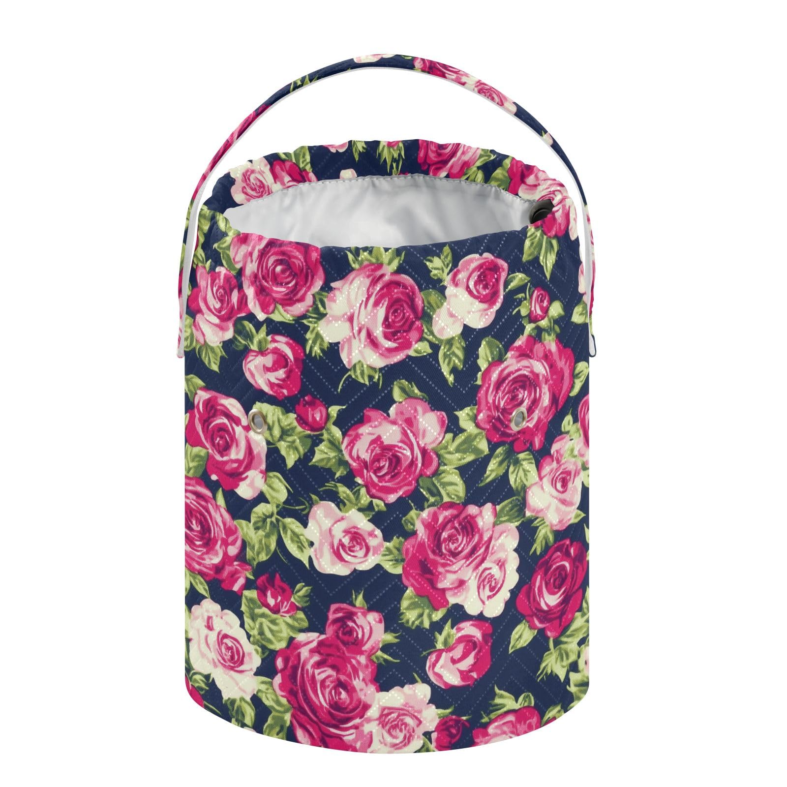 Yarn Storage Bag Small Crochet Bag Knitting Bag Organizer Pink Red Roses Yarn Bags for Crocheting Basket